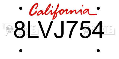 8LVJ754 California License Plate