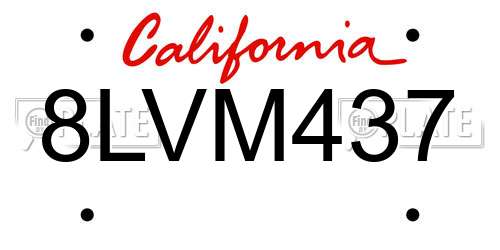 8LVM437 California License Plate