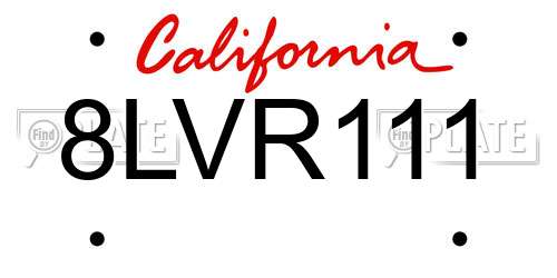 8LVR111 California License Plate