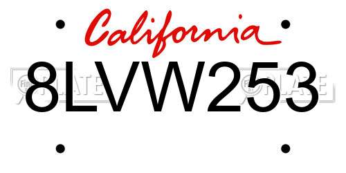 8LVW253 California License Plate