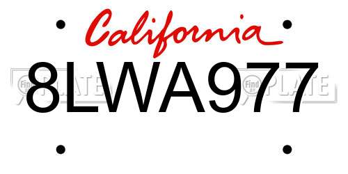 8LWA977 California License Plate
