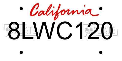 8LWC120 California License Plate