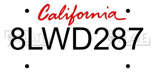 8LWD287 California License Plate