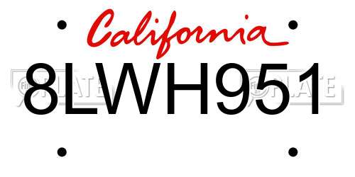 8LWH951 California License Plate