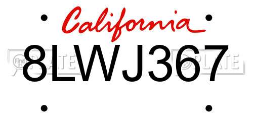 8LWJ367 California License Plate