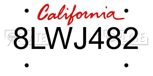 8LWJ482 California License Plate