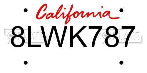 8LWK787 California License Plate