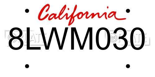 8LWM030 California License Plate