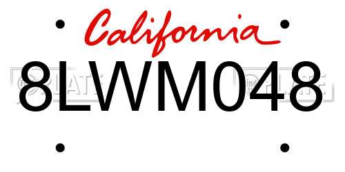 8LWM048 California License Plate