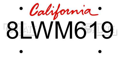 8LWM619 California License Plate