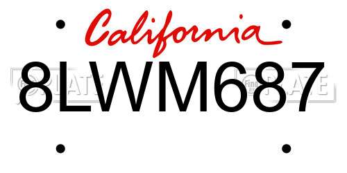 8LWM687 California License Plate