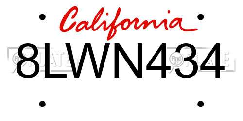 8LWN434 California License Plate