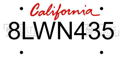 8LWN435 California License Plate
