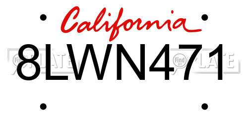 8LWN471 California License Plate