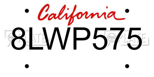 8LWP575 California License Plate