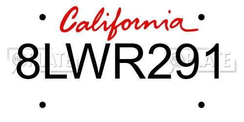8LWR291 California License Plate