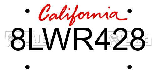 8LWR428 California License Plate