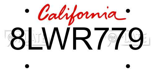 8LWR779 California License Plate