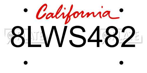 8LWS482 California License Plate