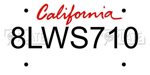 8LWS710 California License Plate