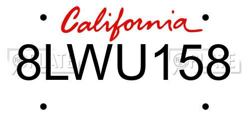 8LWU158 California License Plate