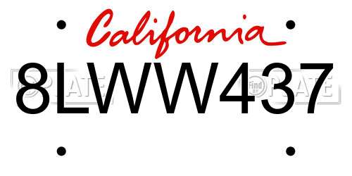 8LWW437 California License Plate