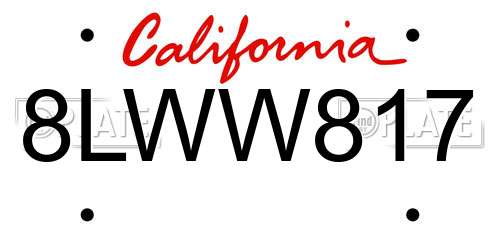 8LWW817 California License Plate
