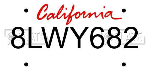 8LWY682 California License Plate