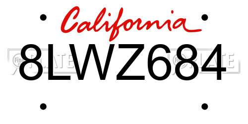 8LWZ684 California License Plate