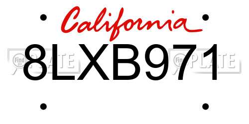 8LXB971 California License Plate