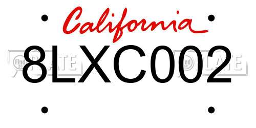 8LXC002 California License Plate