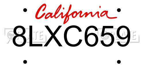 8LXC659 California License Plate