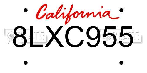 8LXC955 California License Plate