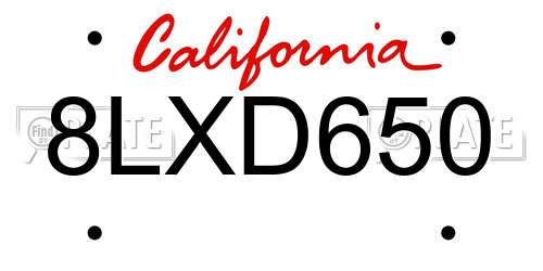 8LXD650 California License Plate