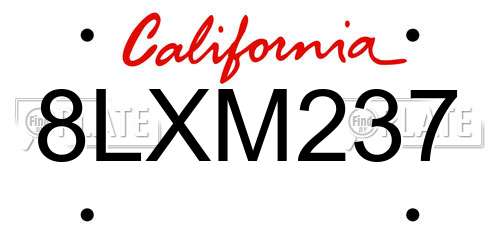 8LXM237 California License Plate