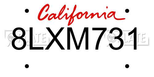8LXM731 California License Plate