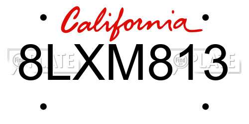 8LXM813 California License Plate