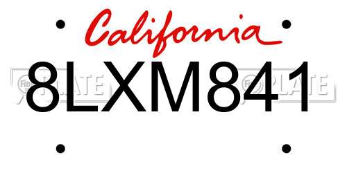 8LXM841 California License Plate