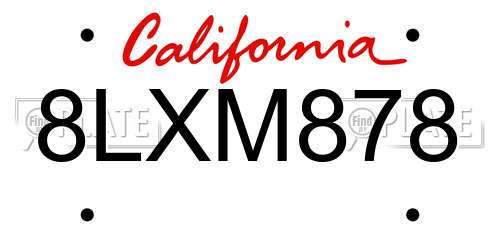 8LXM878 California License Plate