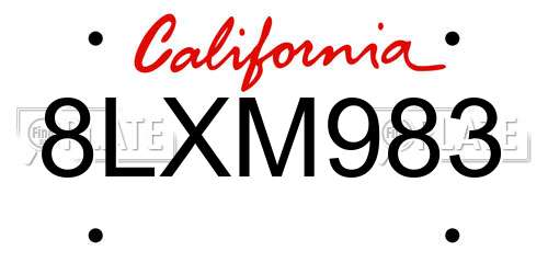 8LXM983 California License Plate
