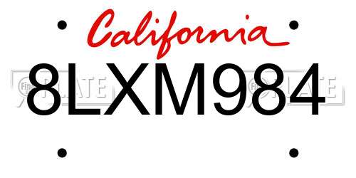 8LXM984 California License Plate