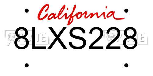 8LXS228 California License Plate