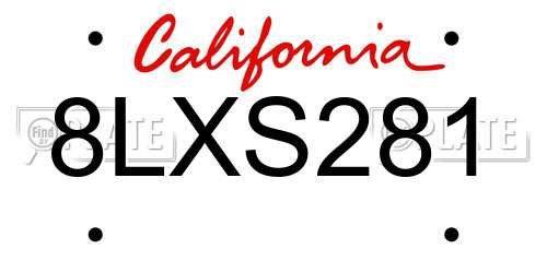 8LXS281 California License Plate