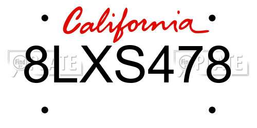8LXS478 California License Plate