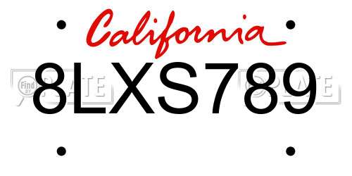 8LXS789 California License Plate