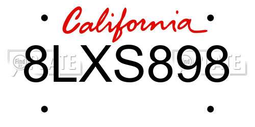 8LXS898 California License Plate