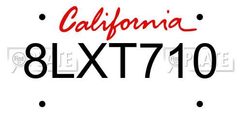 8LXT710 California License Plate