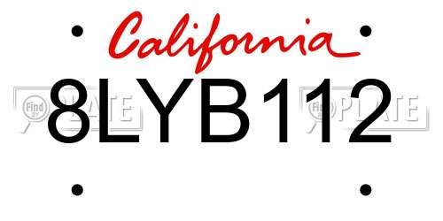 8LYB112 California License Plate