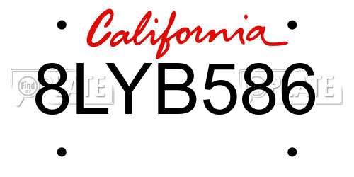 8LYB586 California License Plate