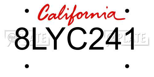 8LYC241 California License Plate
